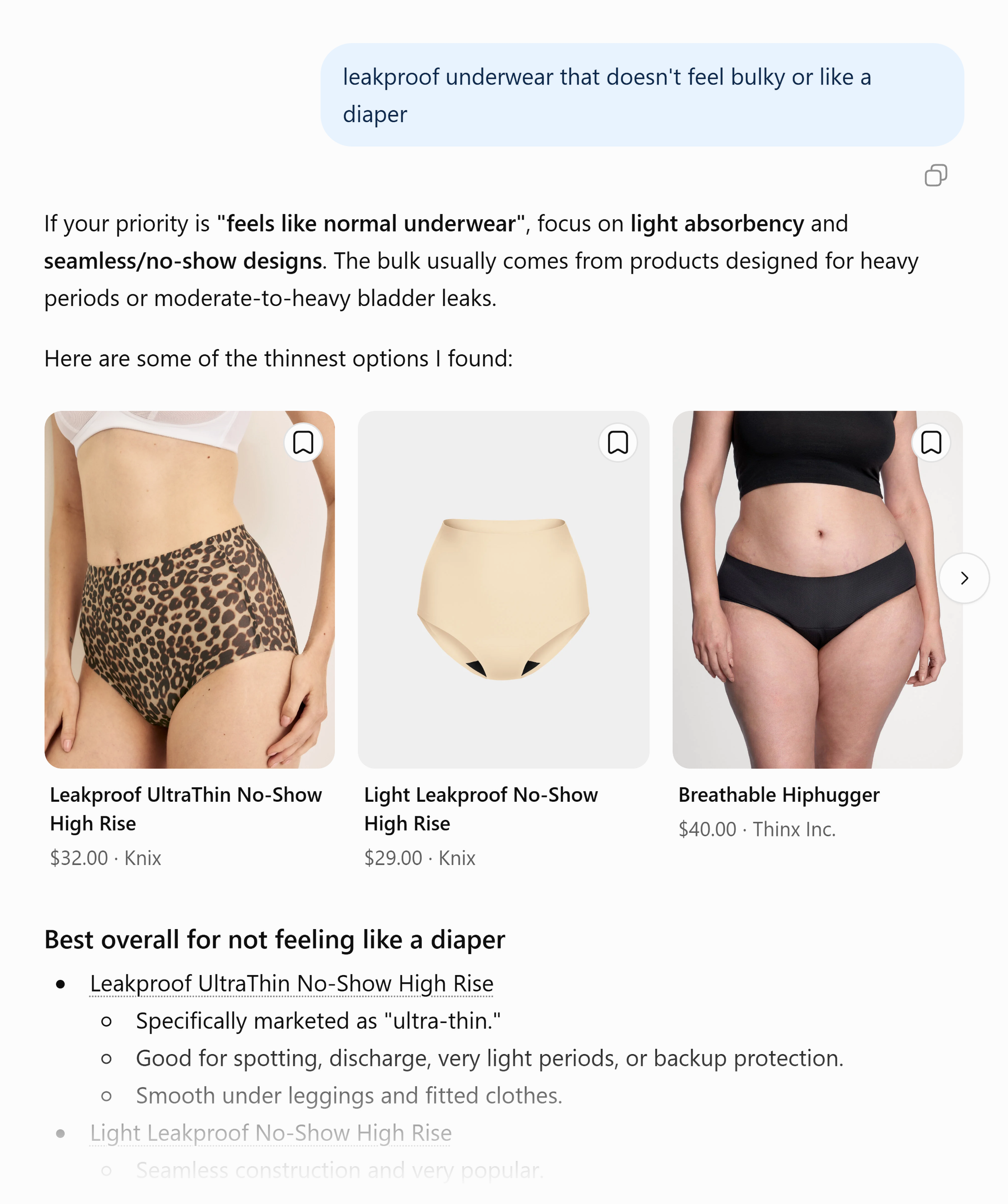 ChatGPT &ndash; Leakproof underwear
