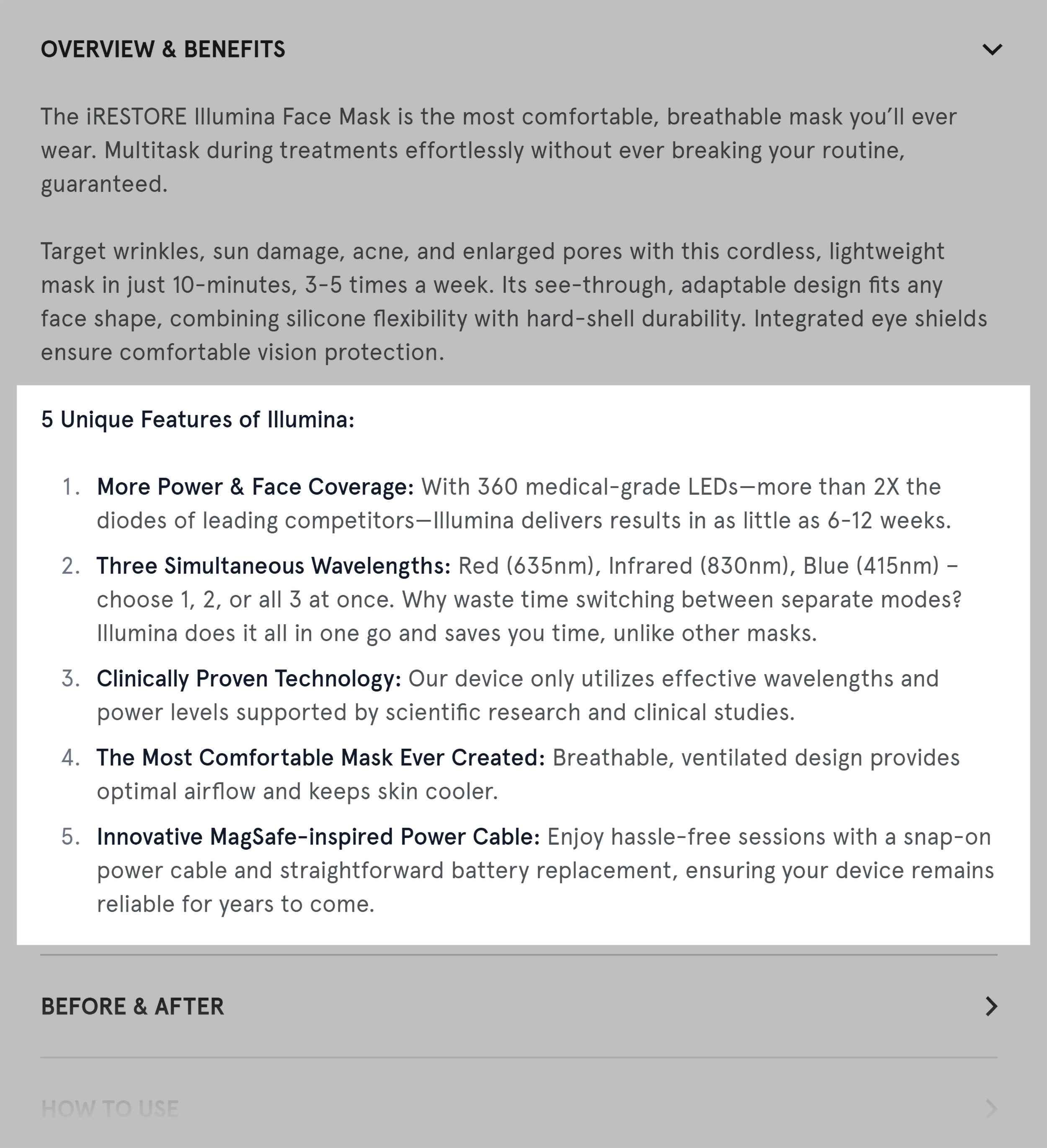 Illumina led face mask &ndash; Description