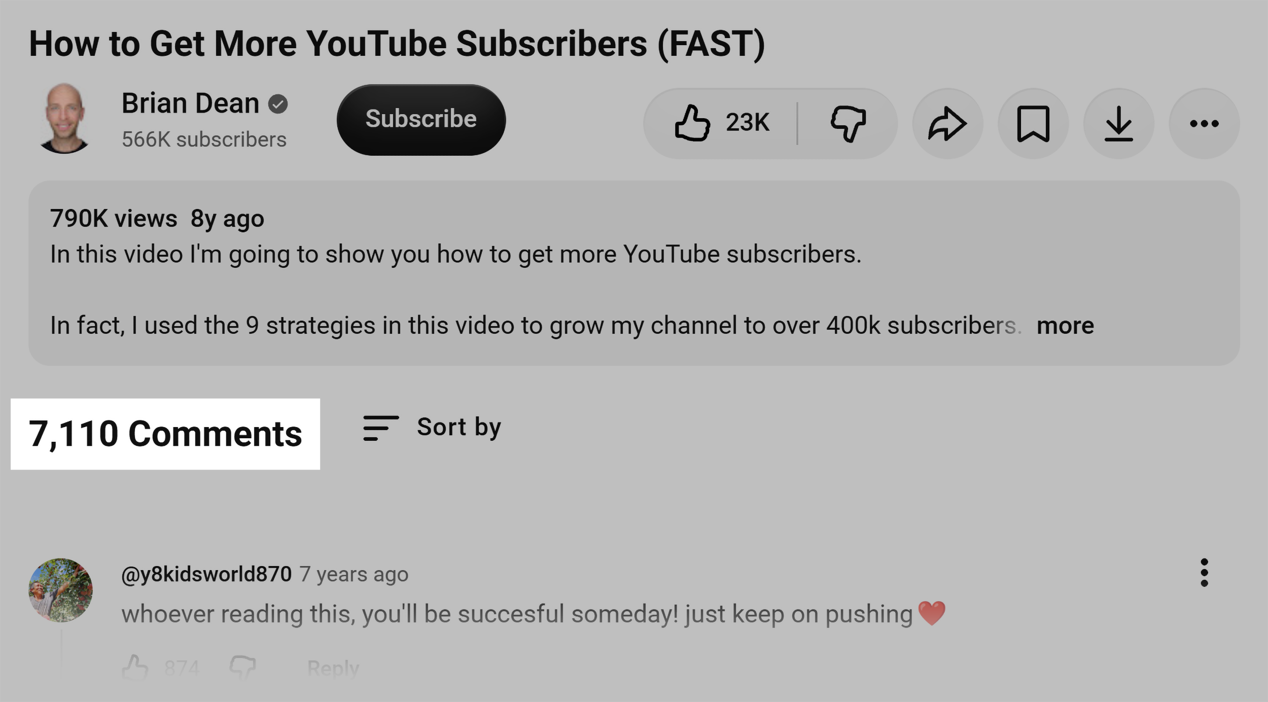 More YouTube subscribers &ndash; Comments
