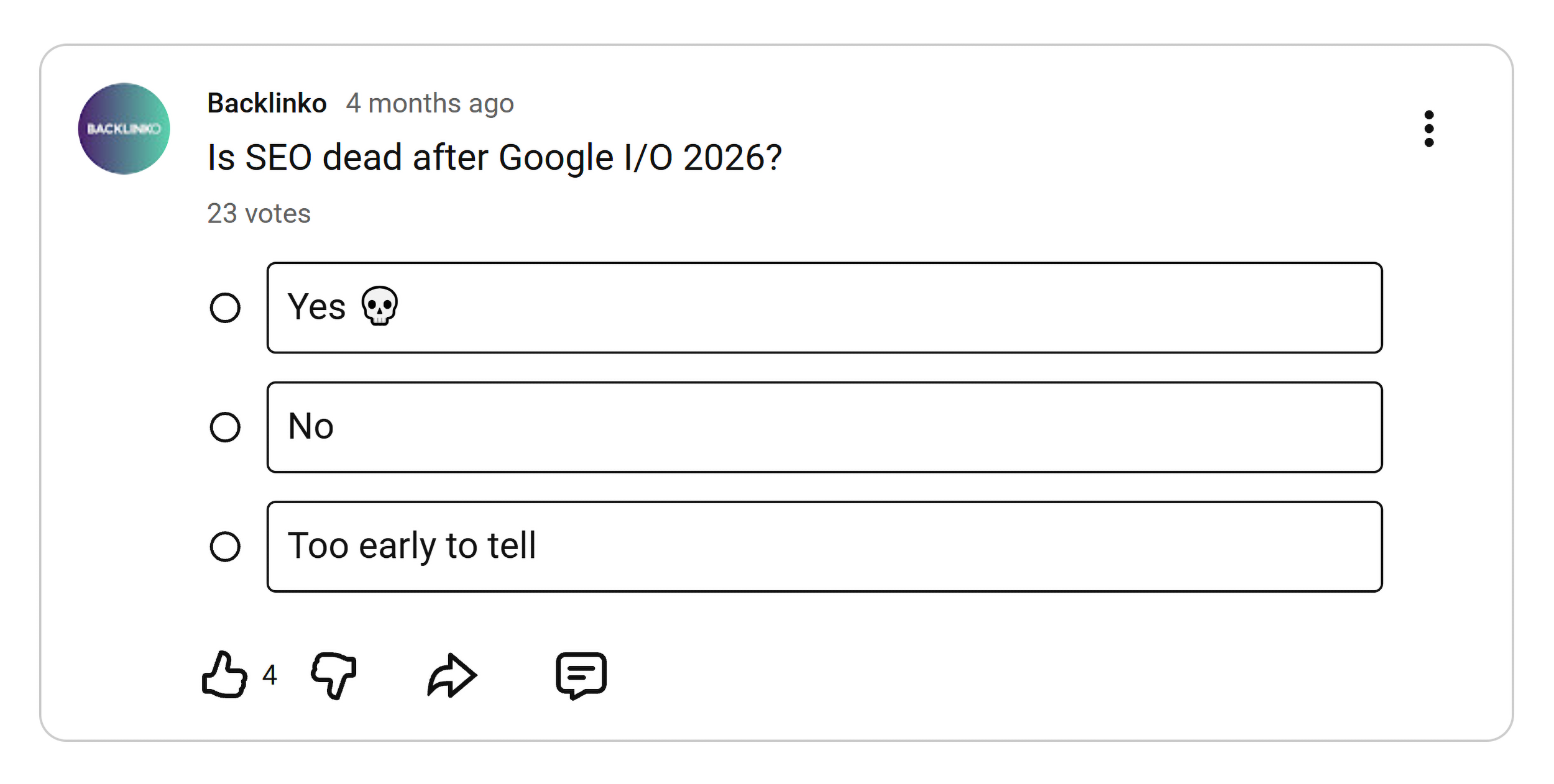 YouTube Backlinko poll