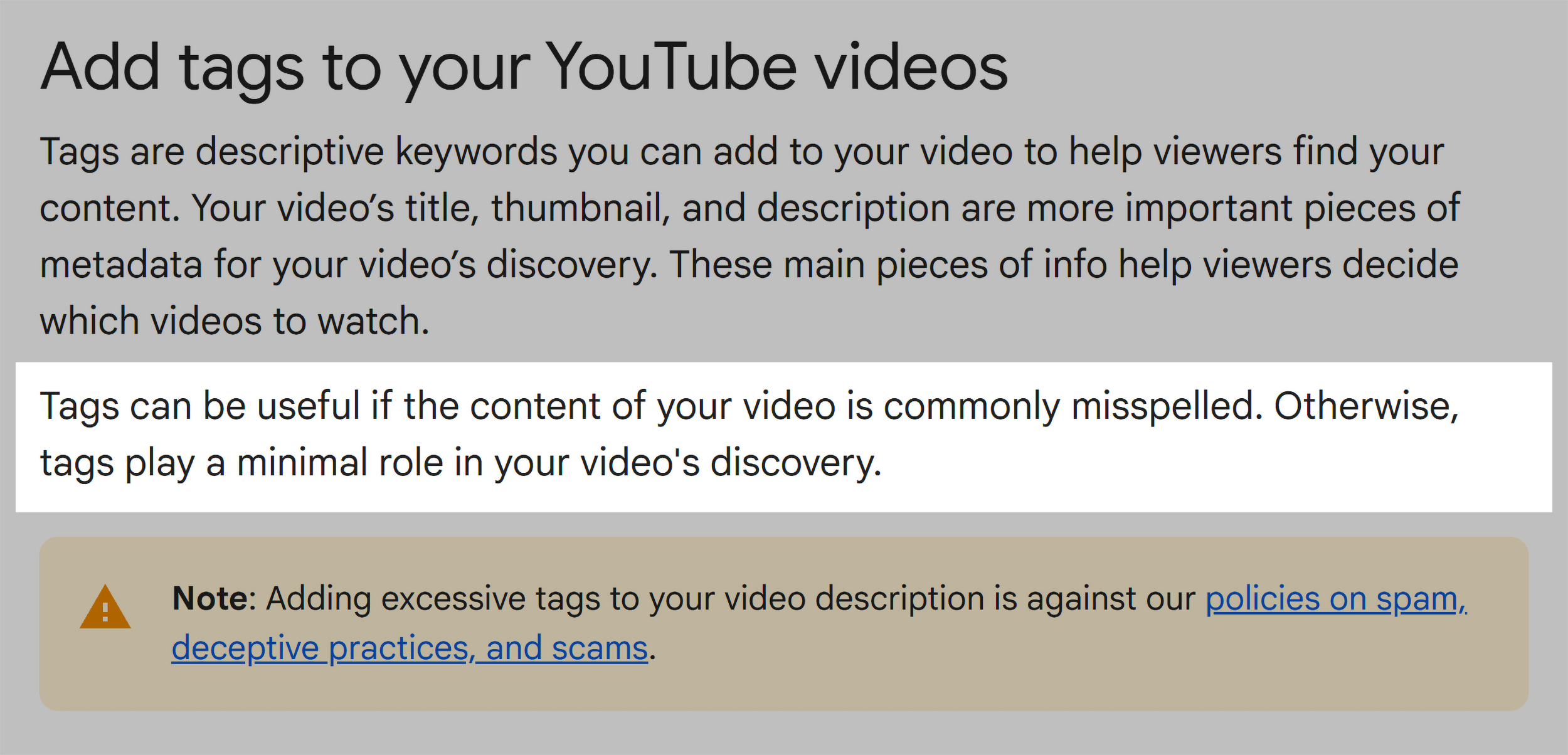 YouTube help &ndash; Add tags to videos